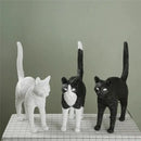 GobekUsa Black Cat Resin Table Lamp for Bedroom Office Dining Room