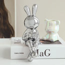 GobekUsa Electroplated Rabbit Sculpture Set, Home Office Decor, Living Room Animal Statue