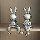 GobekUsa Electroplated Rabbit Sculpture Set, Home Office Decor, Living Room Animal Statue