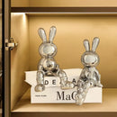 GobekUsa Electroplated Rabbit Sculpture Set, Home Office Decor, Living Room Animal Statue