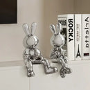 GobekUsa Electroplated Rabbit Sculpture Set, Home Office Decor, Living Room Animal Statue