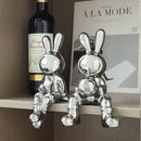 GobekUsa Electroplated Rabbit Sculpture Set, Home Office Decor, Living Room Animal Statue