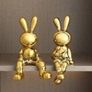 GobekUsa Electroplated Rabbit Sculpture Set, Home Office Decor, Living Room Animal Statue