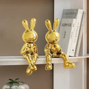 GobekUsa Electroplated Rabbit Sculpture Set, Home Office Decor, Living Room Animal Statue