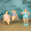 Stylized lavender & blue beach swimsuit resin sculpture desk ornament by Decorbites