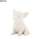 Stylized white matte french bulldog ceramic sculpture living room decor by Decorbites