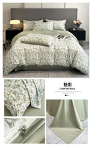 GobekUsa Summer Floral Satin Silk Duvet Cover Set