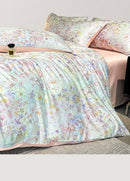 GobekUsa Summer Floral Satin Silk Duvet Cover Set
