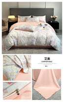GobekUsa Summer Floral Satin Silk Duvet Cover Set