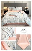 GobekUsa Summer Floral Satin Silk Duvet Cover Set