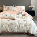 GobekUsa Summer Floral Satin Silk Duvet Cover Set