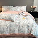 GobekUsa Summer Floral Satin Silk Duvet Cover Set