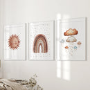 Minimalist Baby Room Wall Art Set of 3. Earthy Rainbow Theme by Wall Art Set