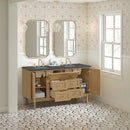 James Martin Laurent 60" Dual Mount Double Bathroom Vanity, Light Natural Oak