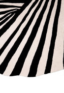 Sunflare Fan Black Hand Tufted 5x5 Wool Area Rug
