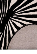 Sunflare Fan Black Hand Tufted 5x5 Wool Area Rug