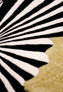 Sunflare Fan Black Hand Tufted 5x5 Wool Area Rug