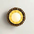 GobekUsa Sunflower Sconce Light Metallic Wall Lamp: Macaron Yellow 1-Light, Matte White Glass Ball