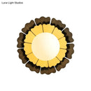 GobekUsa Sunflower Sconce Light Metallic Wall Lamp: Macaron Yellow 1-Light, Matte White Glass Ball