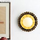 GobekUsa Sunflower Sconce Light Metallic Wall Lamp: Macaron Yellow 1-Light, Matte White Glass Ball