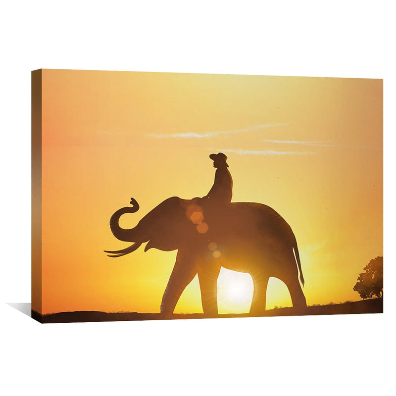 Sunset Elephant Walks Canvas