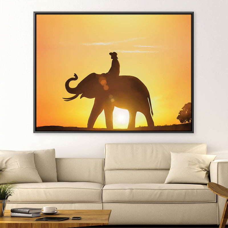 Sunset Elephant Walks Canvas