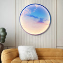 GobekUsa Circular Ring Sky Blue White Cloud Wall Lamp for Living Room Baby Bedroom