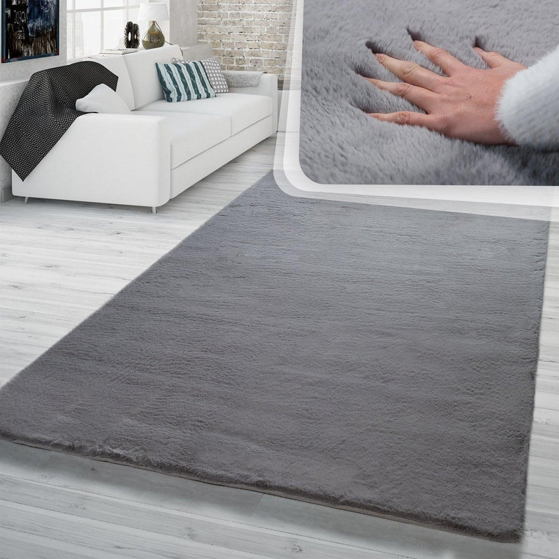 Super Soft Area Rug Fluffy High Pile Cosy Luxurious Touch in Solid Anthracite