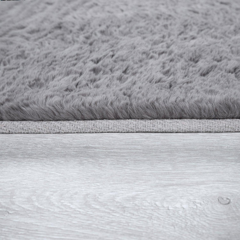 Super Soft Area Rug Fluffy High Pile Cosy Luxurious Touch in Solid Anthracite