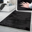 Super Soft Area Rug Fluffy High Pile Cosy Luxurious Touch in Solid Black