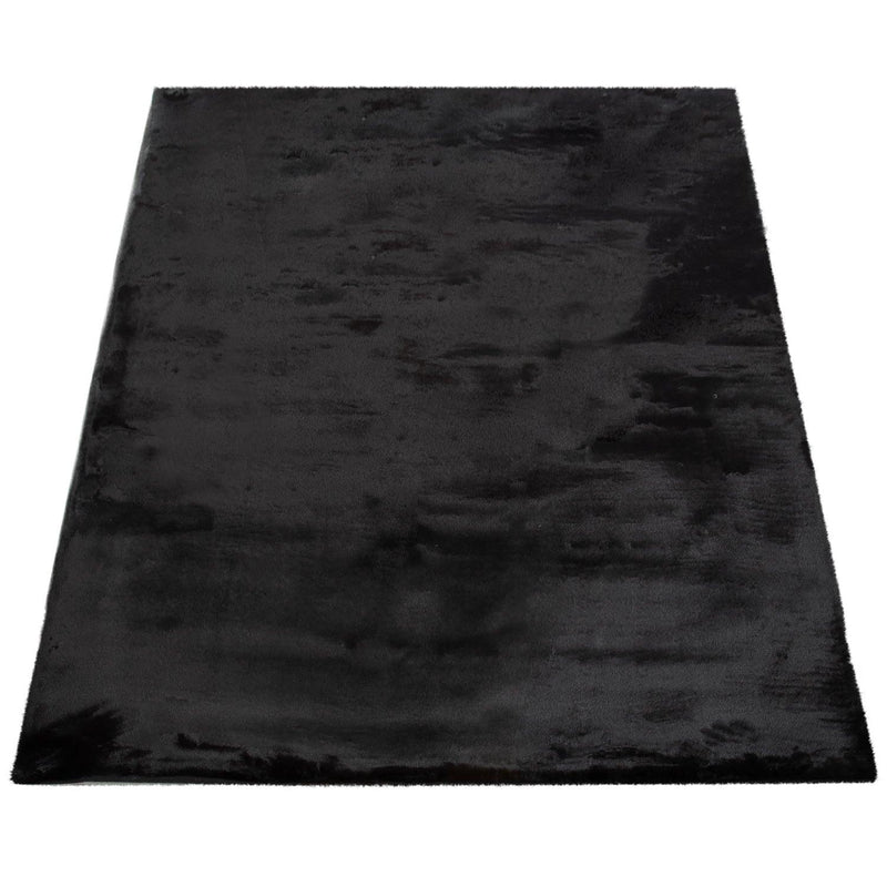 Super Soft Area Rug Fluffy High Pile Cosy Luxurious Touch in Solid Black