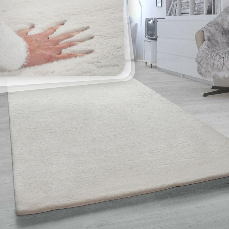 Super Soft Area Rug Fluffy High Pile Cosy Luxurious Touch in Solid Cream