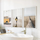 California Beach Set of 3 Prints. Surfer, Retro Van Decor by Wall Art Set
