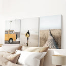 California Beach Set of 3 Prints. Surfer, Retro Van Decor by Wall Art Set