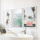 Tropical Beach Wall Art Set. Modern Coastal Surfing Prints by Wall Art Set
