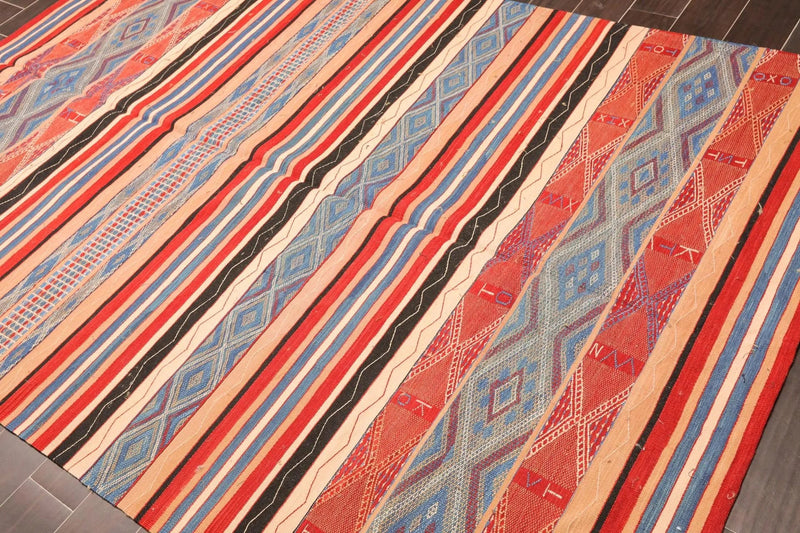 6' x 9' Hand Woven Wool Boho Chic Turksih Kilim Area Rug Red Contemporary