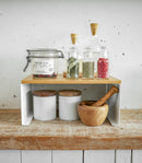Stackable Countertop Shelf - Two Sizes - Steel + Wood by Yamazaki Home