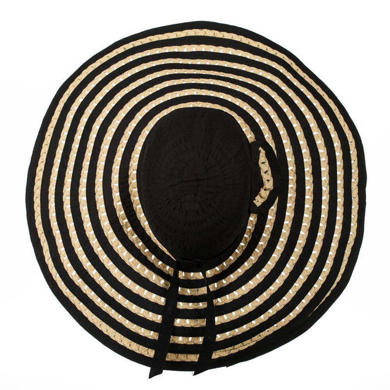 Striped Hat with Flower And Ribbon Design