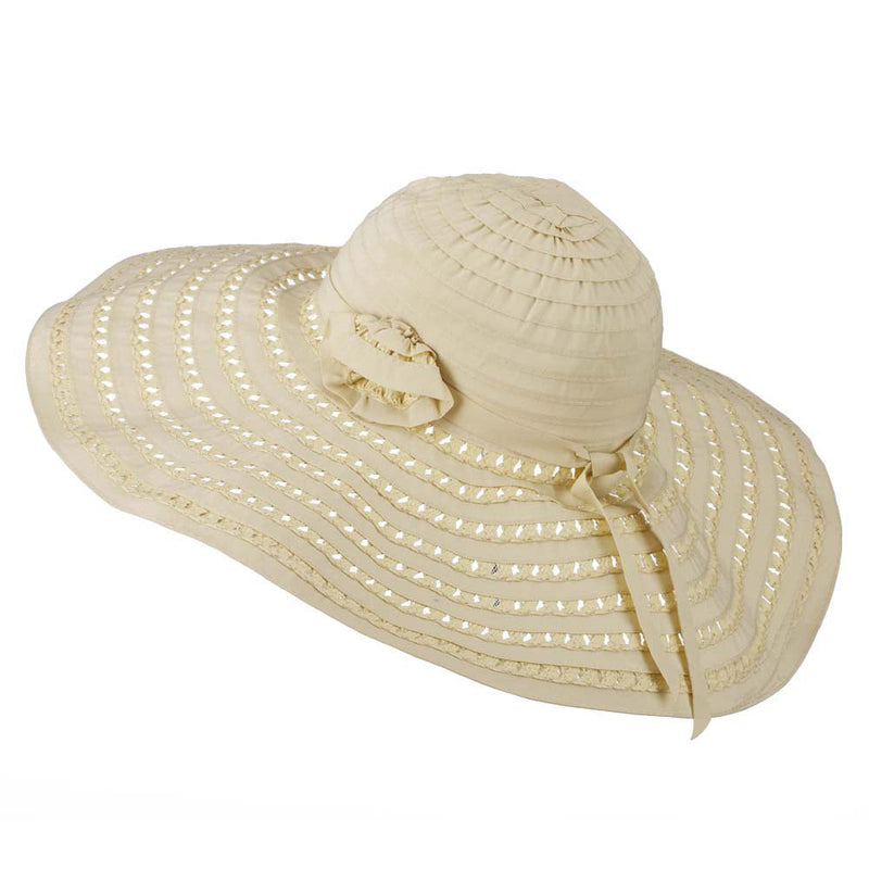Striped Hat with Flower And Ribbon Design