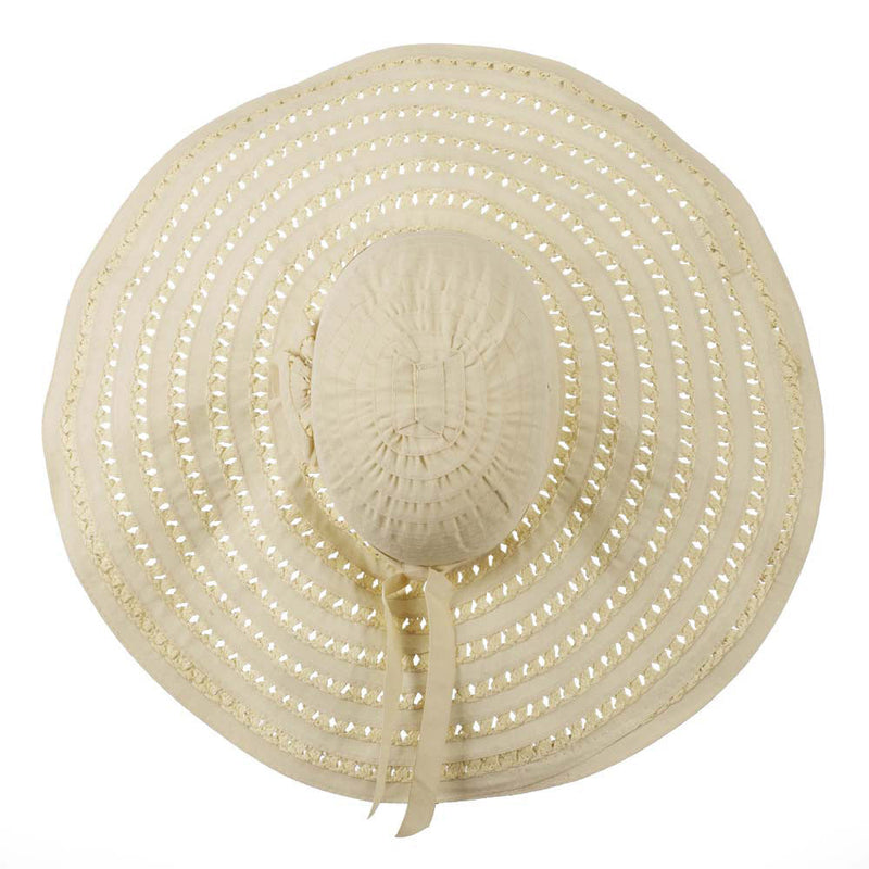 Striped Hat with Flower And Ribbon Design