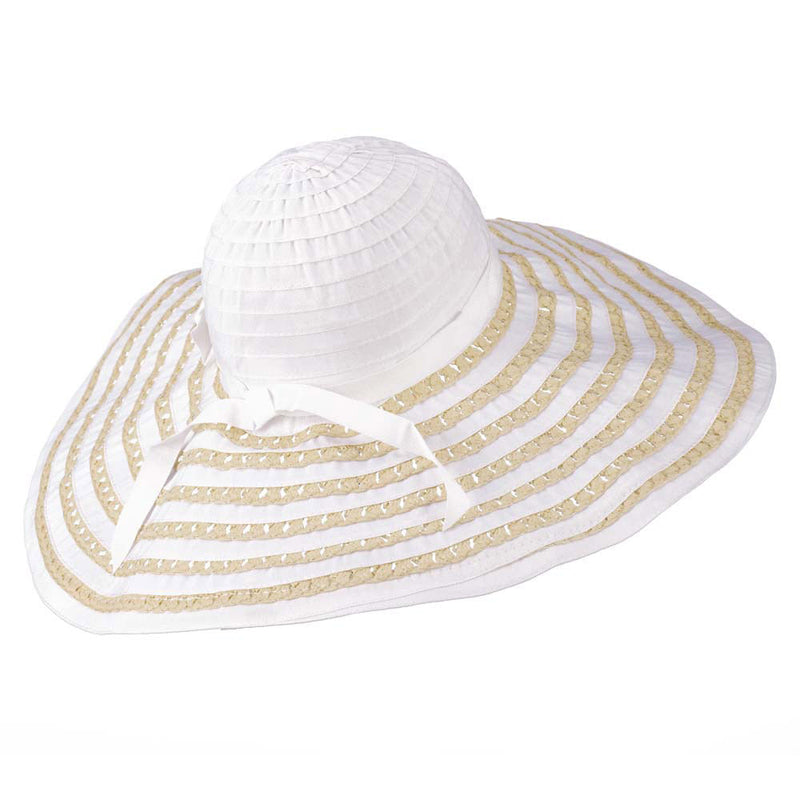 Striped Hat with Flower And Ribbon Design