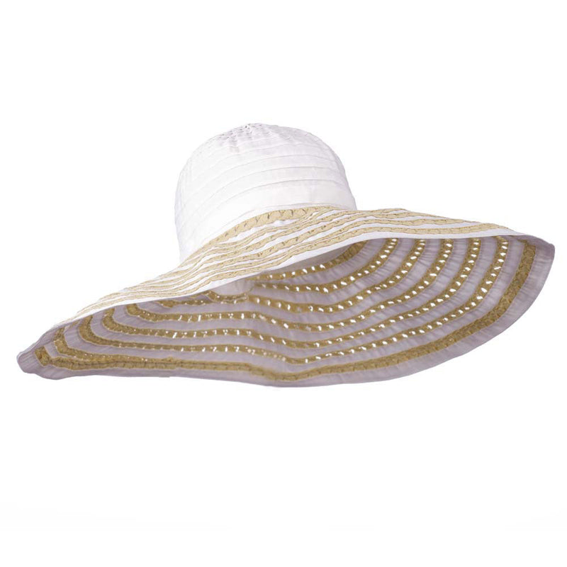 Striped Hat with Flower And Ribbon Design