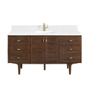 James Martin Amberly 60" Dual Mount Single Bathroom Vanity, Mid-Century Walnut