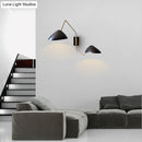 GobekUsa Swing Arm Black Wall Sconce: Metal Duckbill Reading Wall Light with 2-Bulb Design