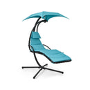 Hanging Curved Steel Swing Chaise Lounger with Removable Canopy by LJGDeals