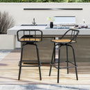 360° Swivel Bar Stool Set of 2 with Footrest and Backrest-Balck & Natural by LJGDeals