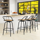 360° Swivel Bar Stool Set of 2 with Footrest and Backrest-Balck & Natural by LJGDeals