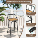 360° Swivel Bar Stool Set of 2 with Footrest and Backrest-Balck & Natural by LJGDeals