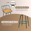 360° Swivel Bar Stool Set of 2 with Footrest and Backrest-Balck & Natural by LJGDeals