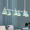GobekUsa Swivelable Macaron Island Pendant in Grey/Blue/Green for Dining Room with 4/6 Bulbs